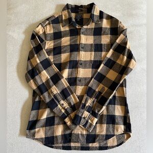 J. Crew Men's Checkered Flannel Long Sleeve Black and Beige Shirt